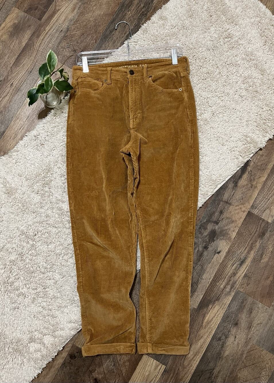 American Eagle Size 6 Mustard Yellow Corduroy High-Rise Mom Jeans